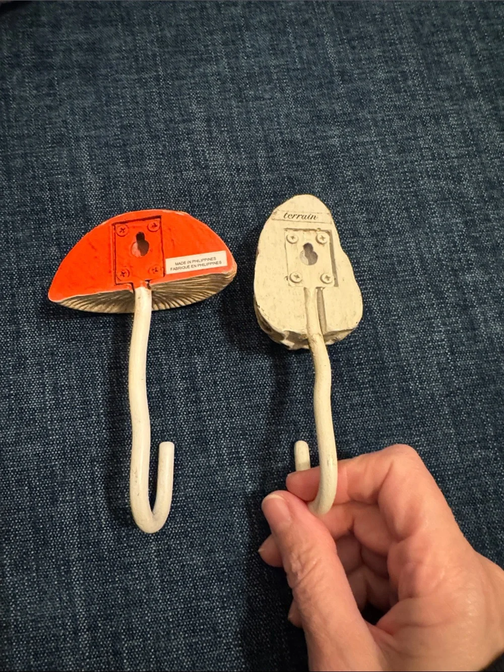 Terrain - Set of 2 Mushroom Wall Hooks - Decorative Home Wall Decor - Never Used